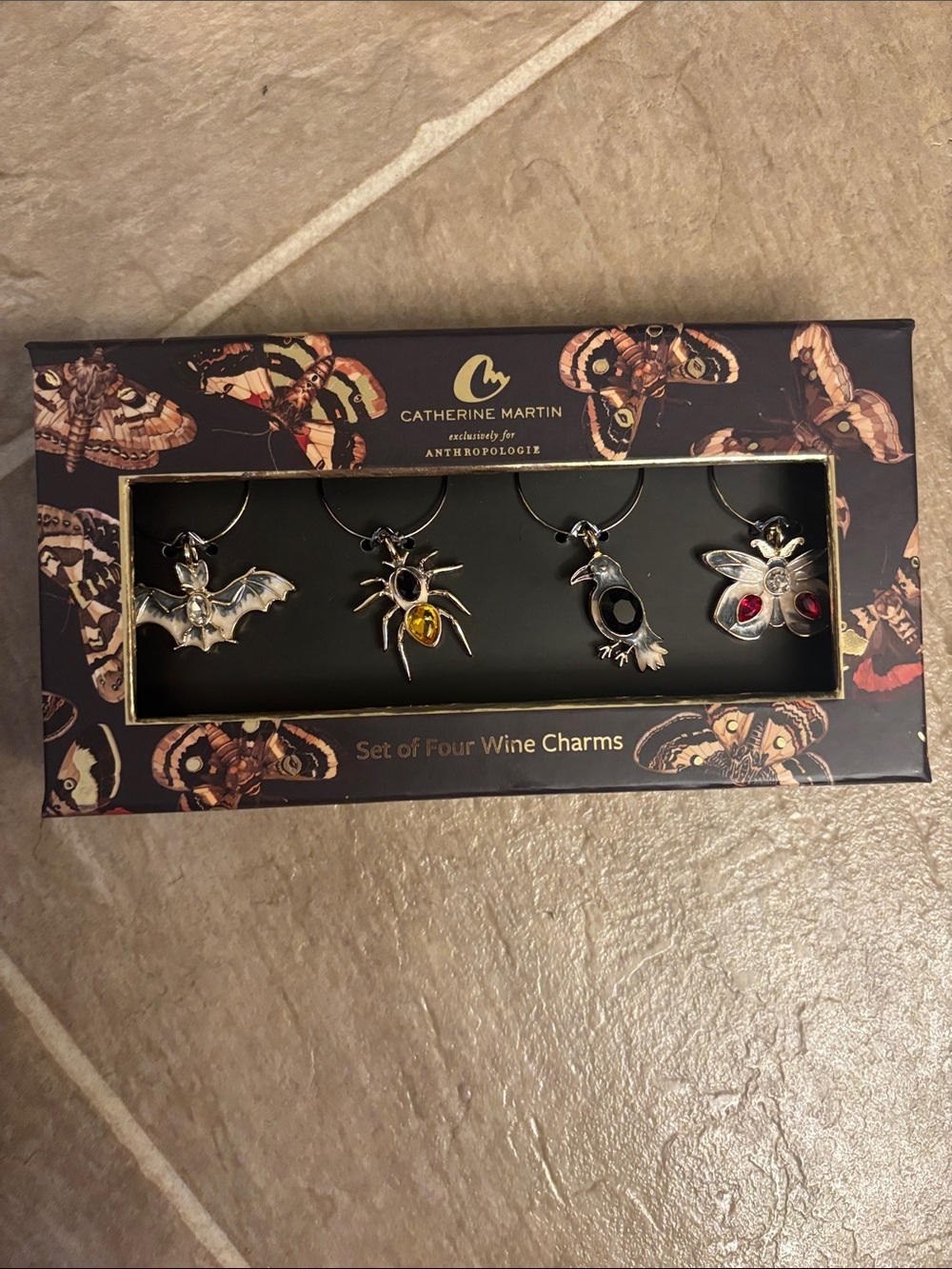 Anthropology Halloween Set of Four Wine Charms